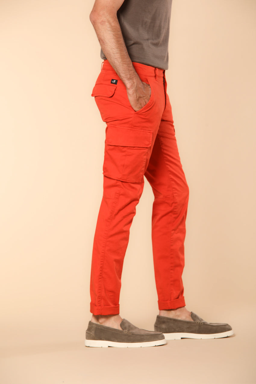 Chile Men's cargo pants in stretch satin Extra Slim Fit ①