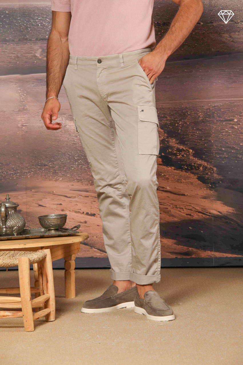 Chile Men's cargo pants in stretch satin Extra Slim Fit ①