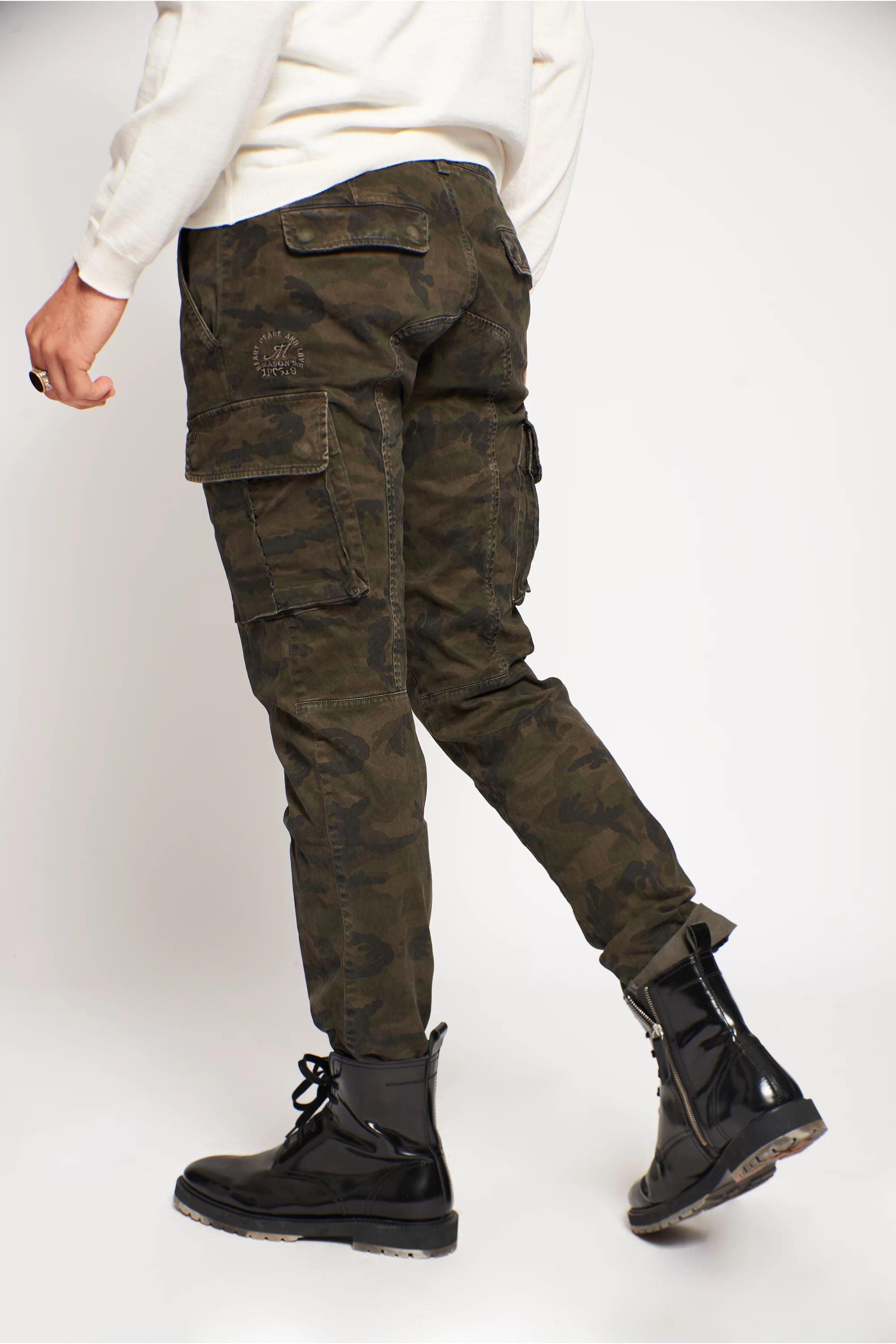 Chile Herren Cargohose aus Satin in Camouflage-Muster extra slim Fit ①