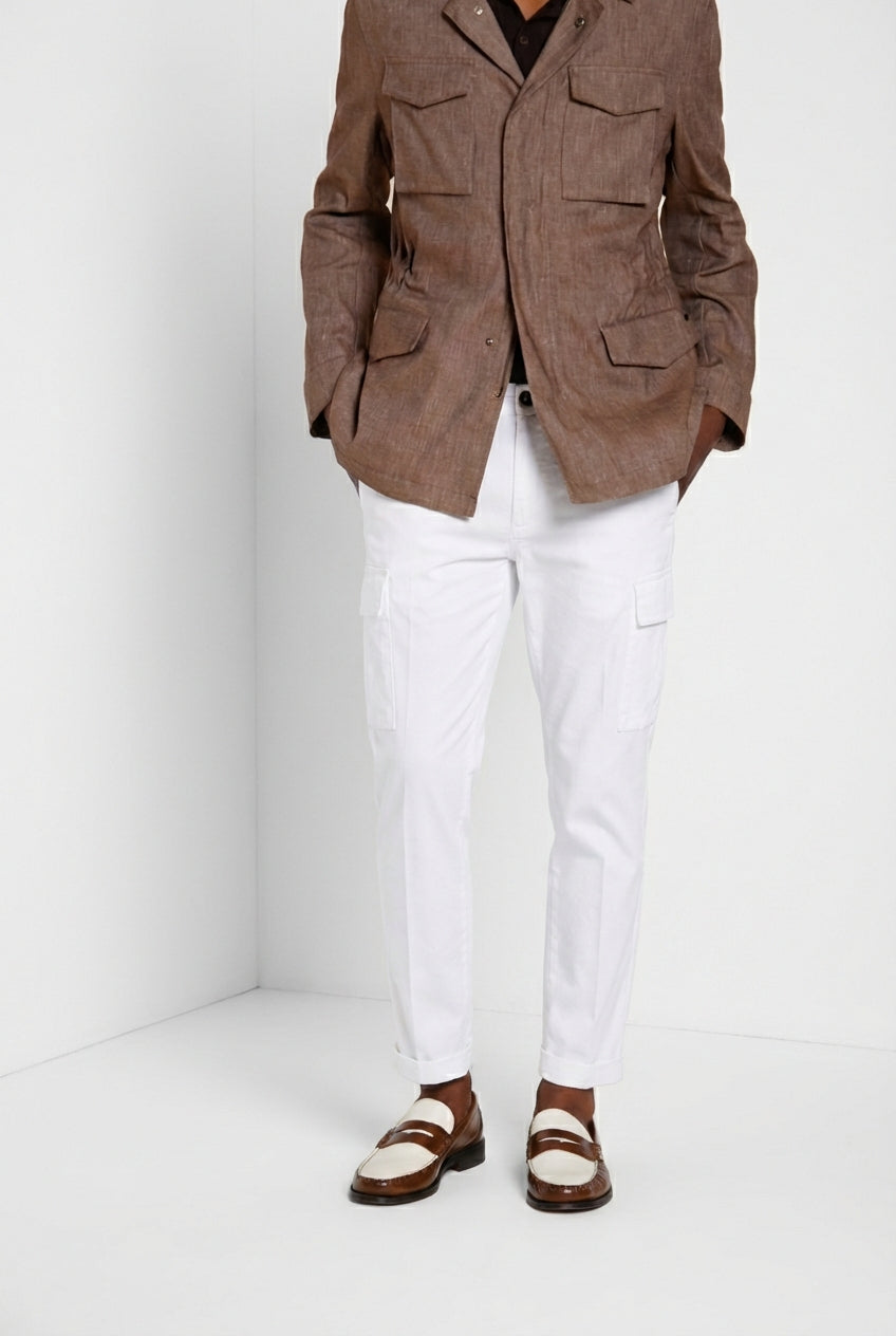 Chile pantalón cargo hombre en satén stretch extra slim fit ①