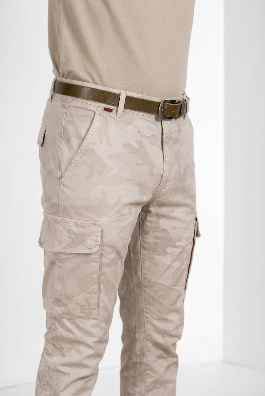 Chile pantalón cargo hombre en sarga estampado camuflaje extra slim fit ①