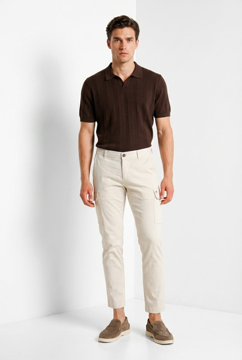 Chile men's cargo pants in stretch satin extra slim fit ①