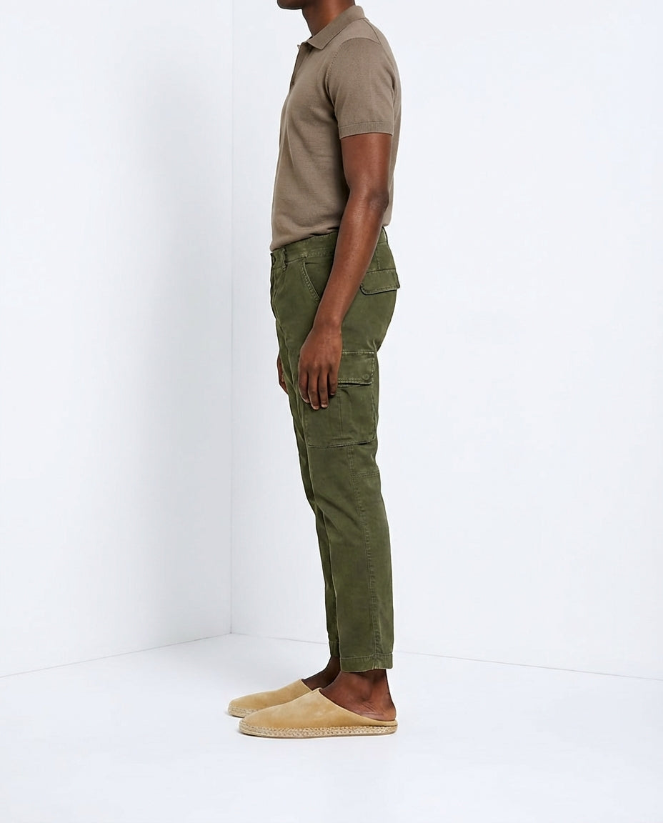 Chile pantalón cargo hombre en satén stretch extra slim fit ①