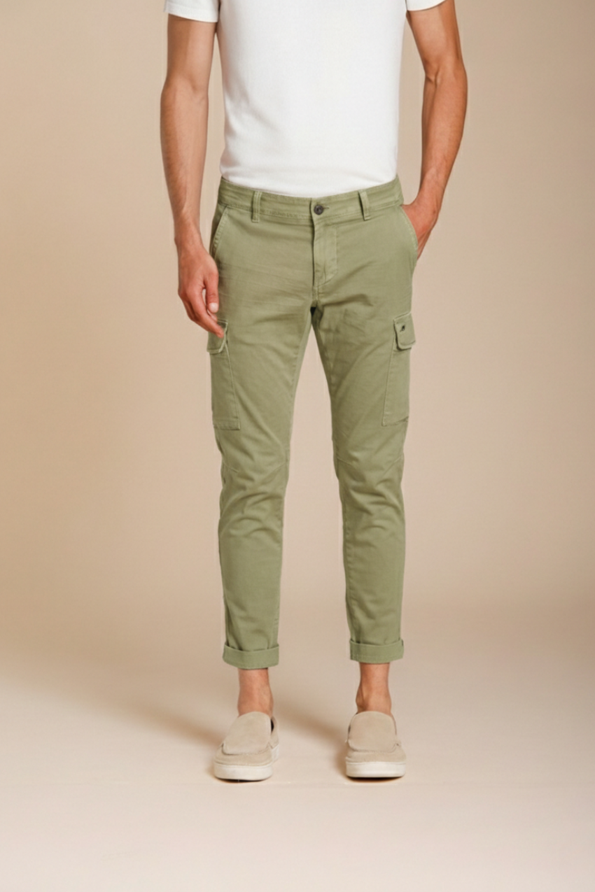 Chile pantalone cargo uomo in raso stretch extra slim fit ①