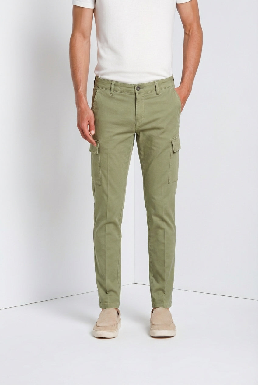 Chile men's cargo pants stretch satin extra slim fit ①