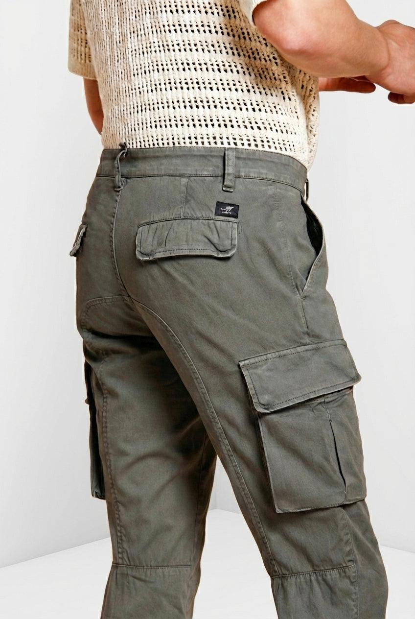 Chile pantalón cargo hombre en satén stretch extra slim fit ①