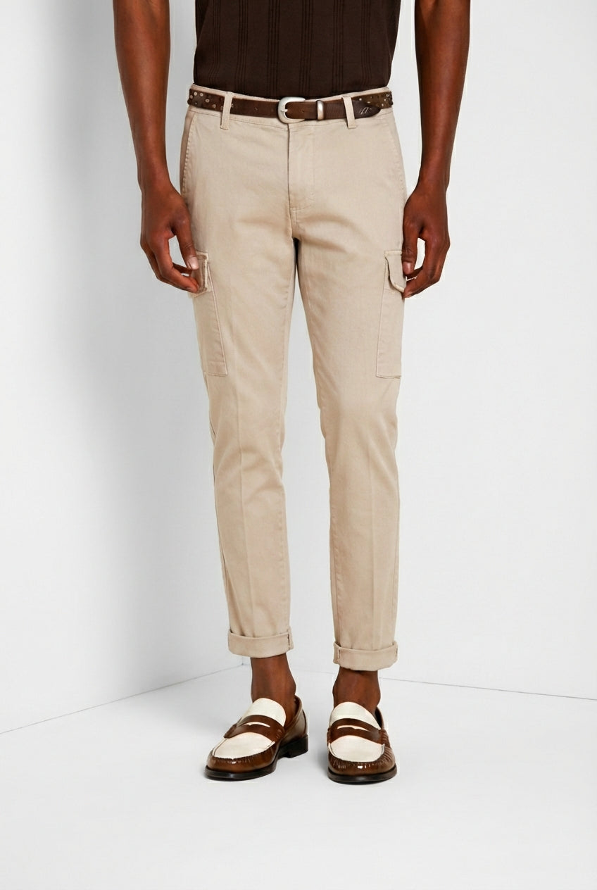 Chile pantalone cargo uomo in raso stretch extra slim fit ①