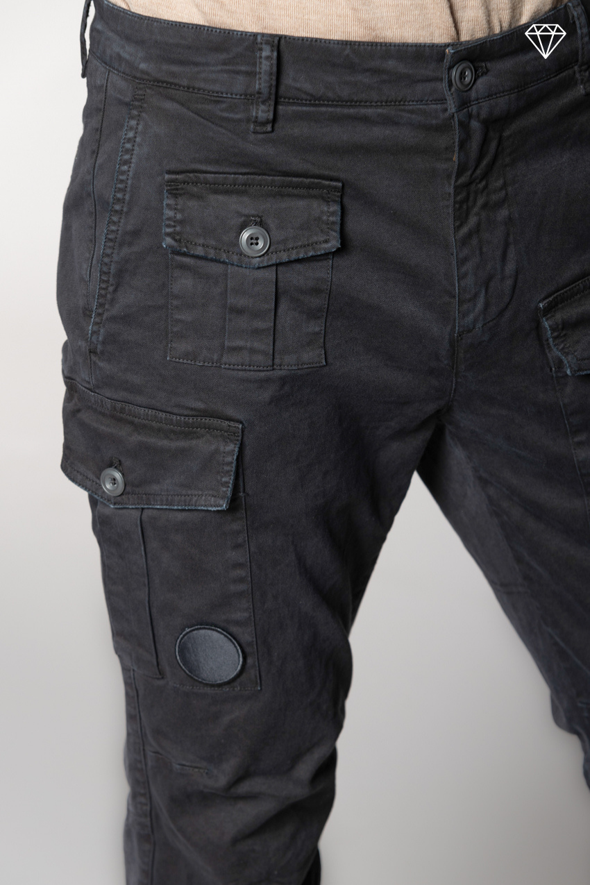 George Coolpocket pantalone cargo uomo in gabardina logo edition carrot fit ①