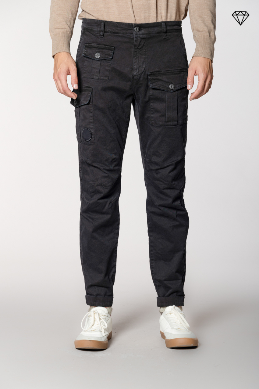 George Coolpocket pantalone cargo uomo in gabardina logo edition carrot fit ①