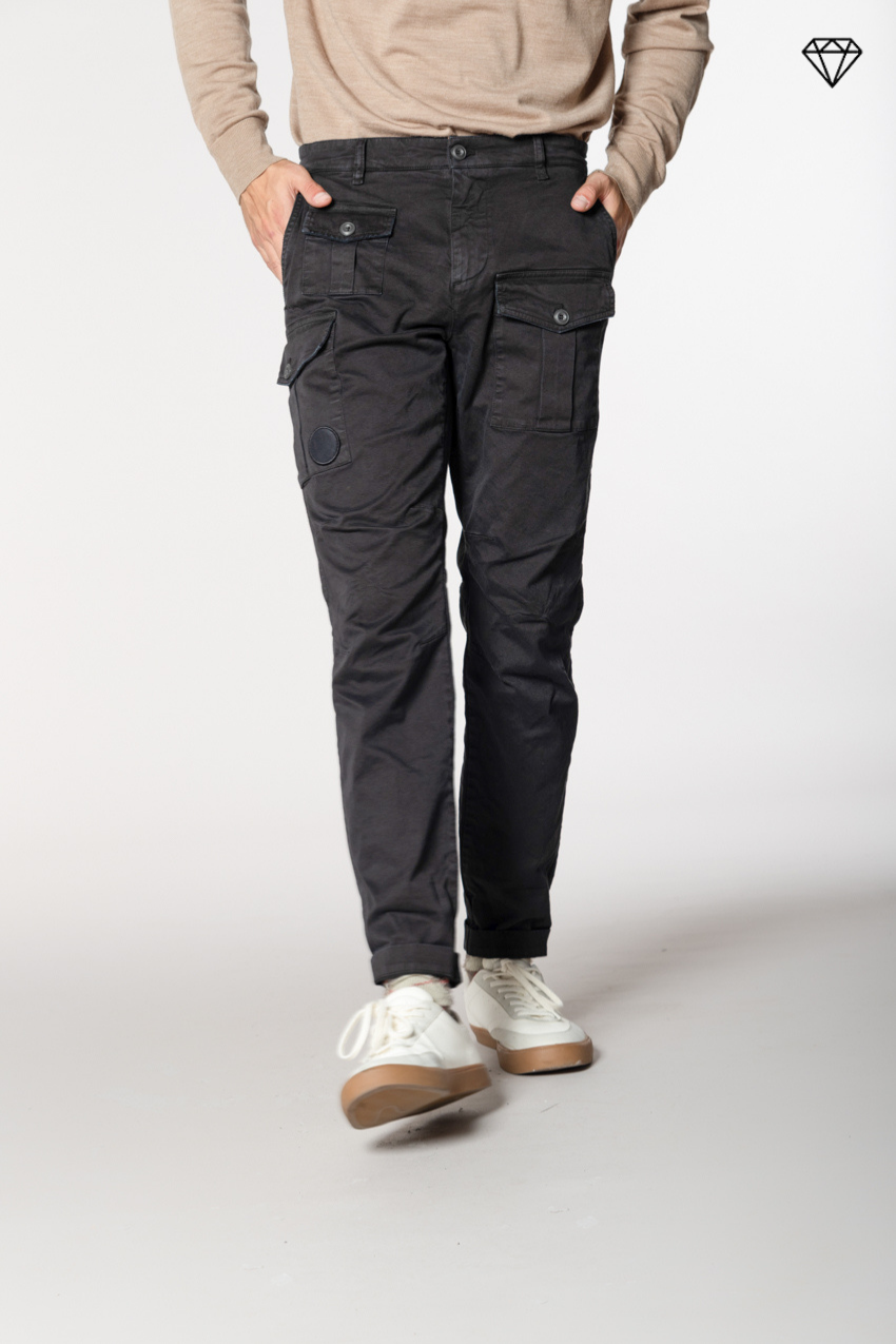 George Coolpocket pantalone cargo uomo in gabardina logo edition carrot fit ①