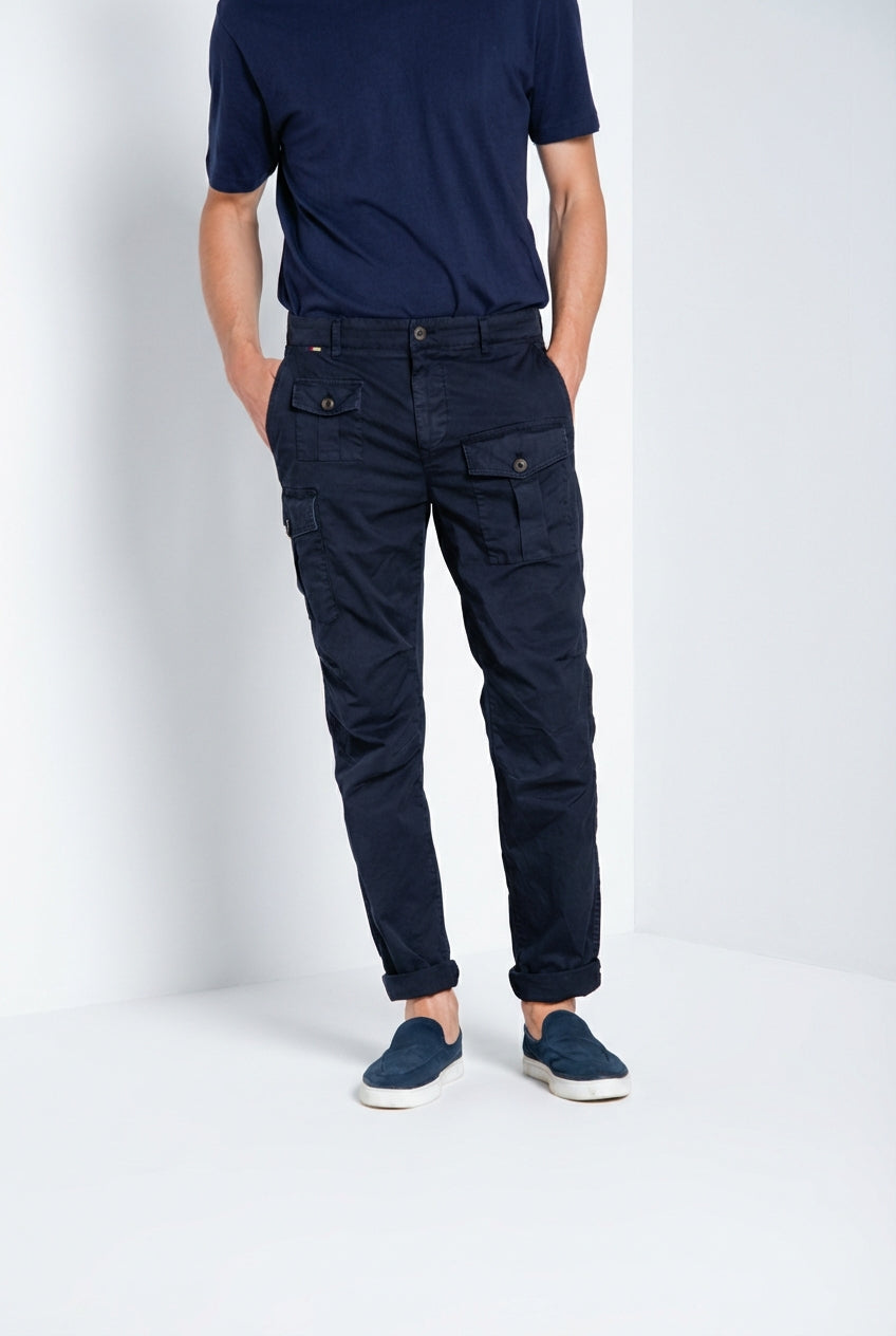 George Coolpocket men's cargo pants in lightweight stretch twill Logo Edition carrot fit ①