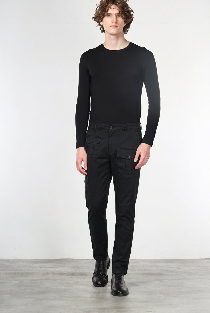 George Coolpocket pantalón cargo hombre de gabardina, corte carrot ①