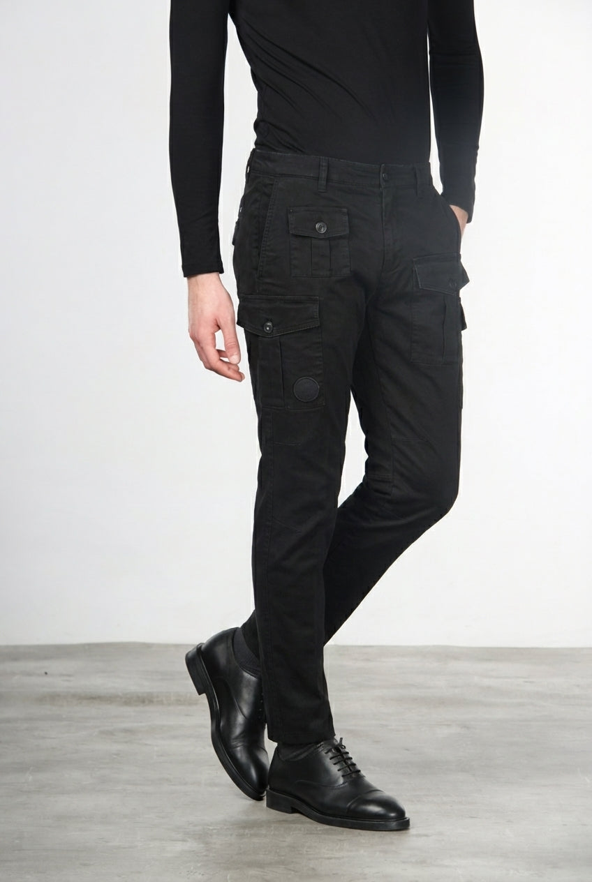 George Coolpocket pantalón cargo hombre de gabardina, corte carrot ①