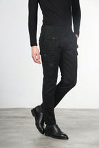 George Coolpocket pantalón cargo hombre de gabardina, corte carrot ①