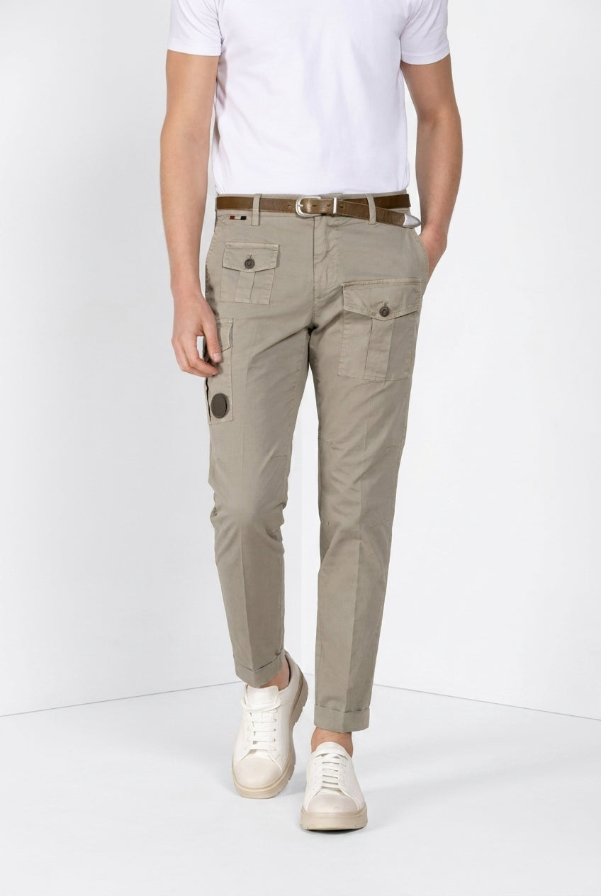 George Coolpocket men's cargo pants in lightweight stretch twill Logo Edition carrot fit ①