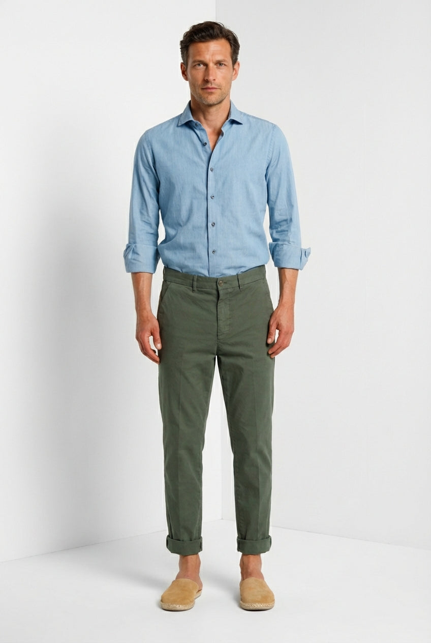 Chinos Herren Chinohose aus Oxford-Canvas relaxed fit