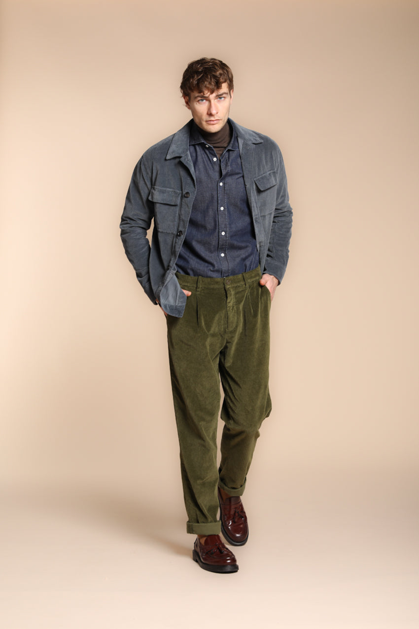 Pinces pantalon chino homme en velours côtelé français relaxed fit