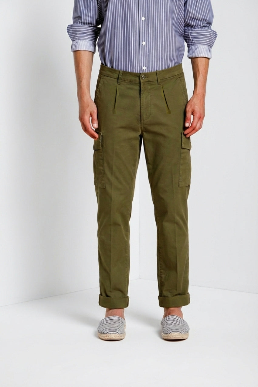 Cargo pantalón cargo hombre en sarga ligera elástica relaxed fit