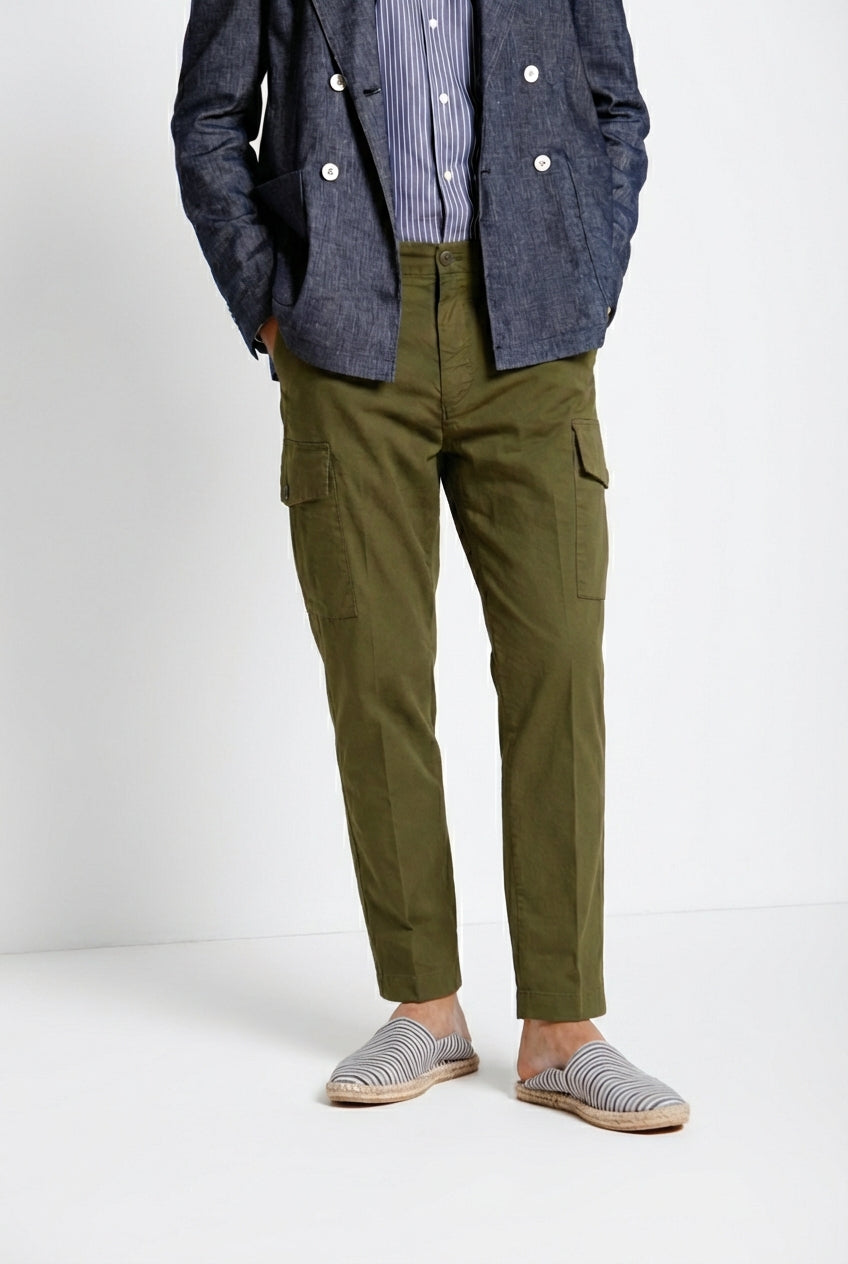Cargo pantalón cargo hombre en sarga ligera elástica relaxed fit