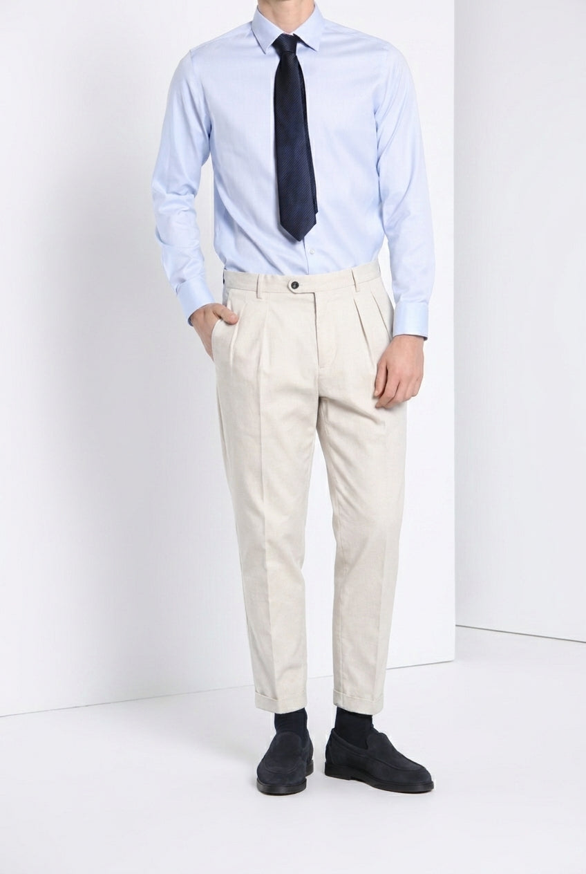 Don Johnson 2 Pinces pantalón chino de hombre en bull carrot fit