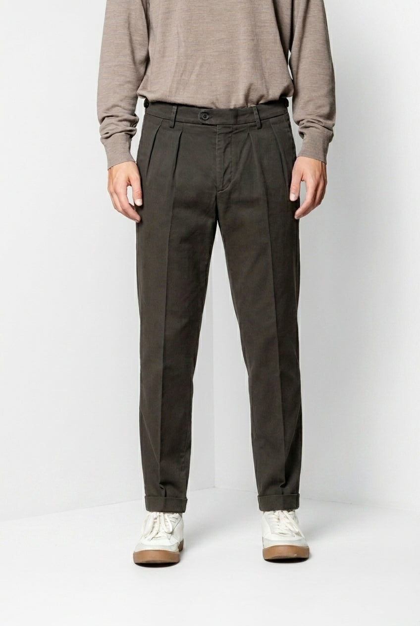 Don Johnson 2 Pinces pantalón chino de hombre en bull carrot fit