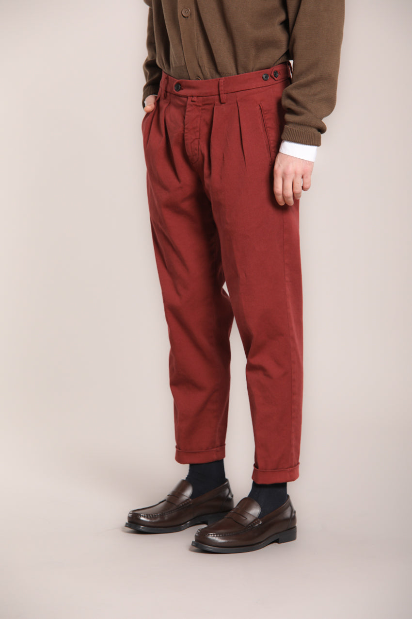 Foto 4 Don Johnson 2 Pinces pantalone chino uomo in bull carrot fit