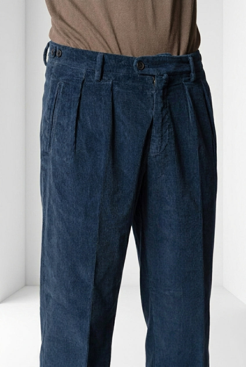 Don Johnson 2 Pinces pantalón chino de hombre en pana 500 líneas carrot fit
