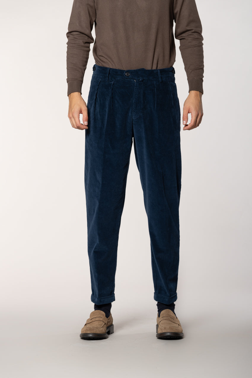 Don Johnson 2 Pinces pantalon chino homme en velours 500 raies carrot fit