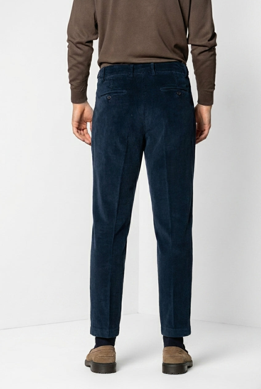 Don Johnson 2 Pinces pantalón chino de hombre en pana 500 líneas carrot fit