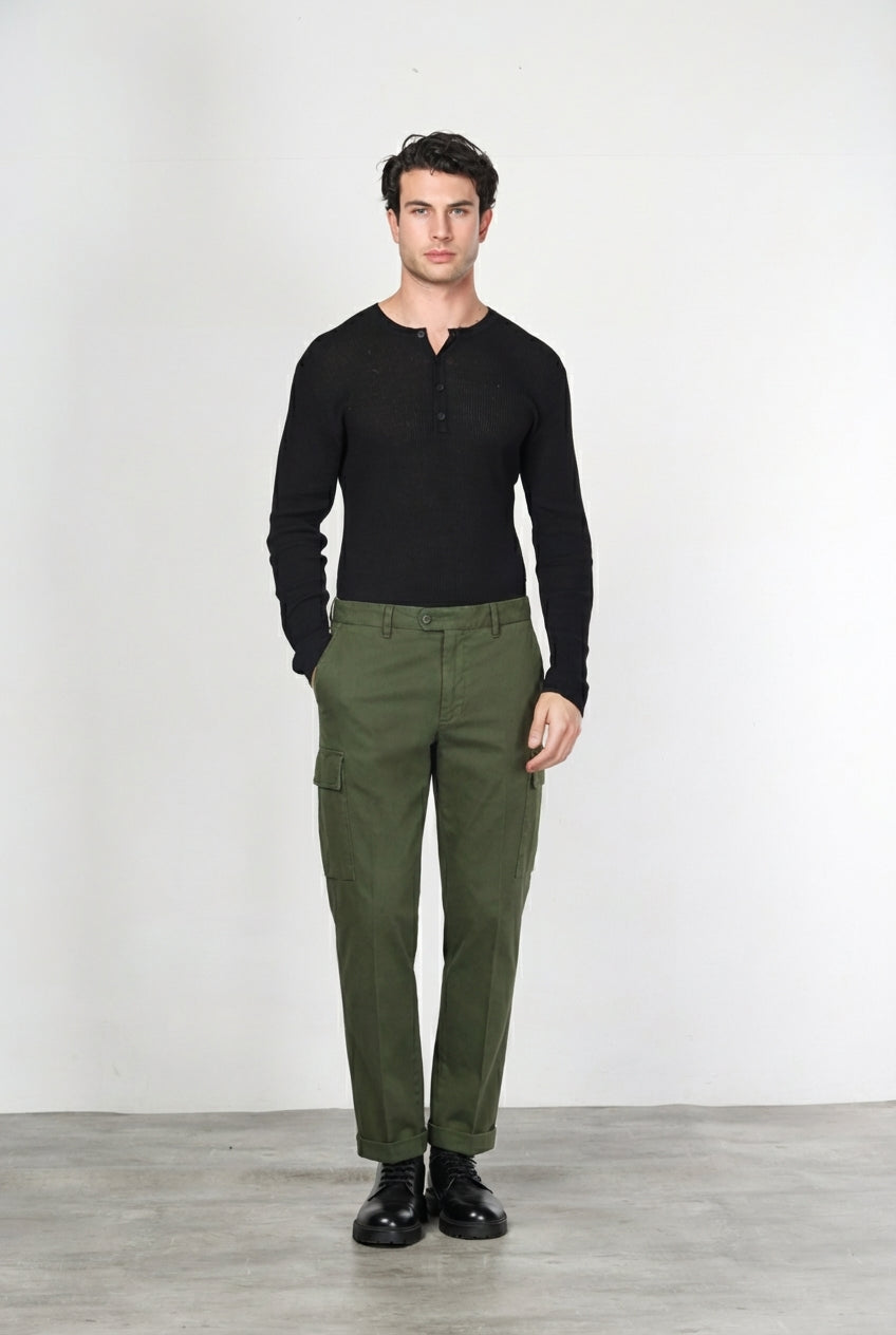 Chile pantalón cargo de hombre en gabardina carrot fit