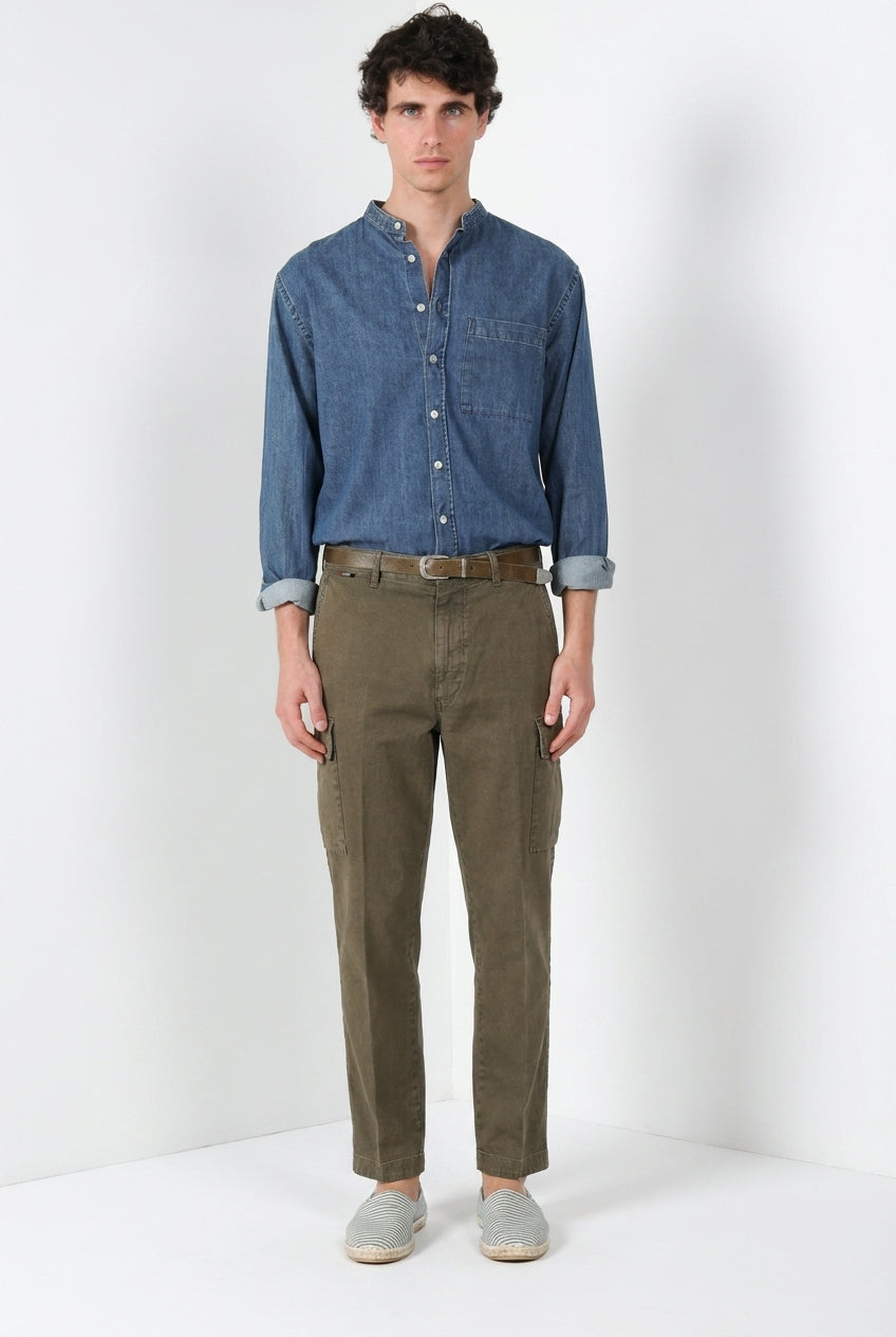 Chile M74 pantalón cargo hombre en panamá flameado relaxed fit ①