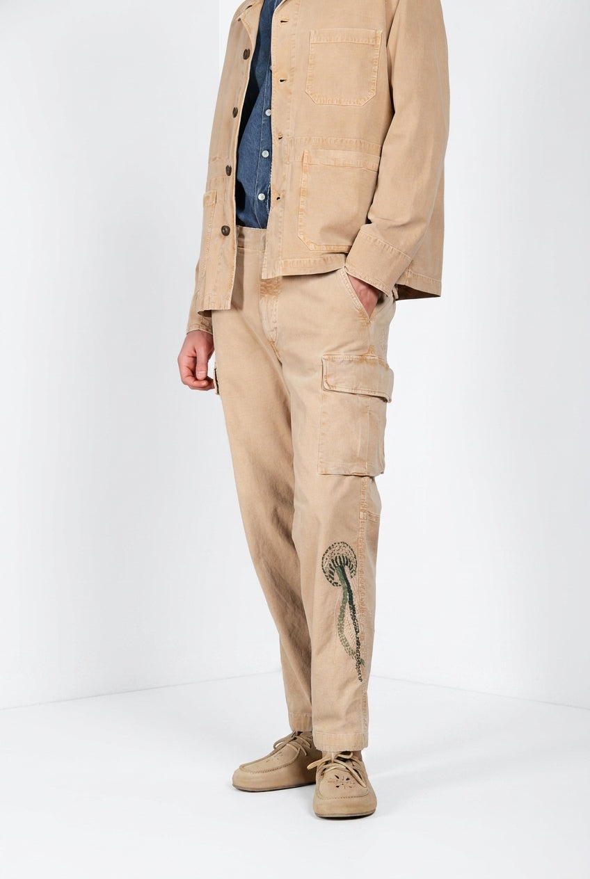 Chile M74 pantalón cargo hombre en panama flameado relaxed fit ①