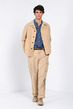 Chile M74 pantalón cargo hombre en panama flameado relaxed fit ①