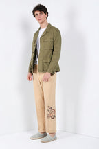 Denver M74 pantalone cargo uomo in panama fiammata relaxed fit ①