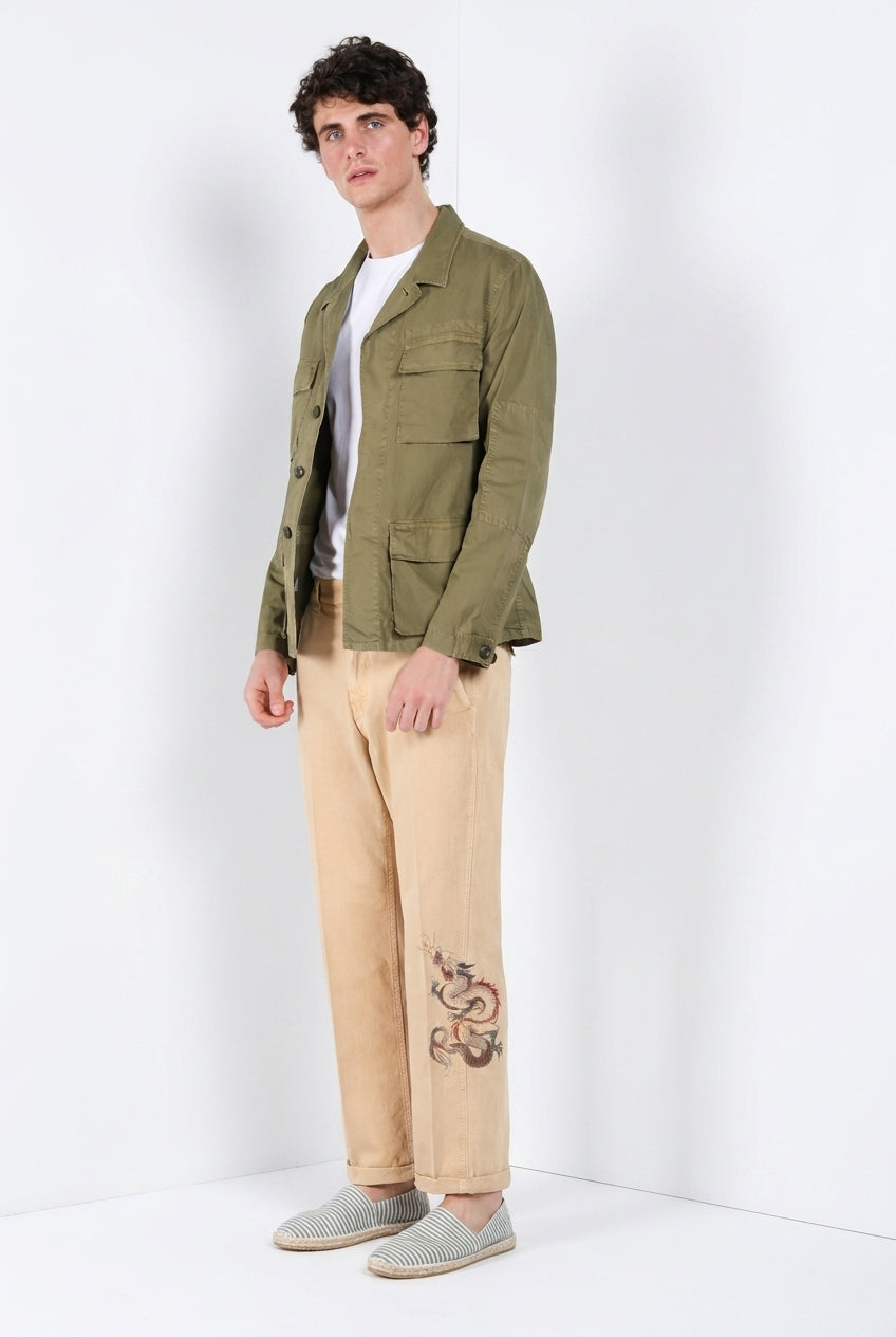 Denver M74 pantalone cargo uomo in panama fiammata relaxed fit ①