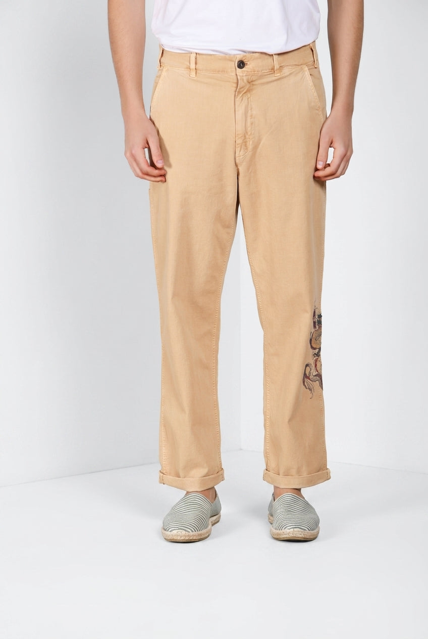 Denver M74 pantalone cargo uomo in panama fiammata relaxed fit ①