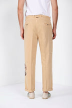 Denver M74 pantalone cargo uomo in panama fiammata relaxed fit ①