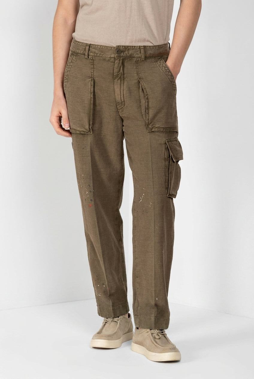 Cuba Work M74 pantalón cargo hombre en algodón flameado relaxed fit ①