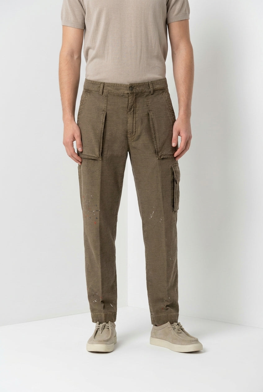 Cuba Work M74 pantalón cargo hombre en algodón flameado relaxed fit ①