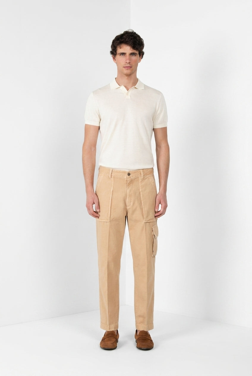 Cuba Work M74 men's cargo pants in slub cotton relaxed fit ①