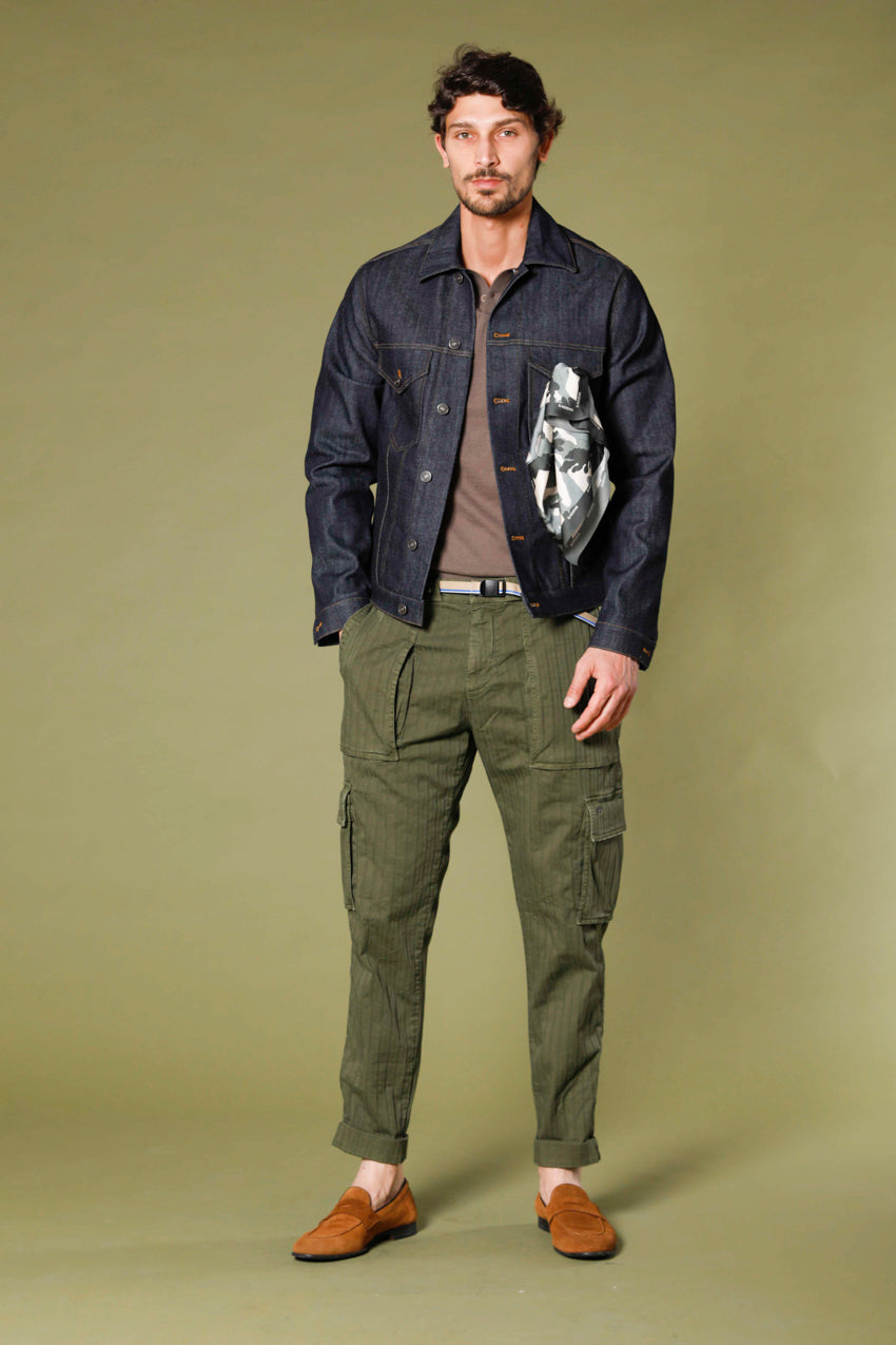 immagine 4 di pantalone cargo uomo in cotone resca modello Cuba Buckle colore verde regular fit di Mason's