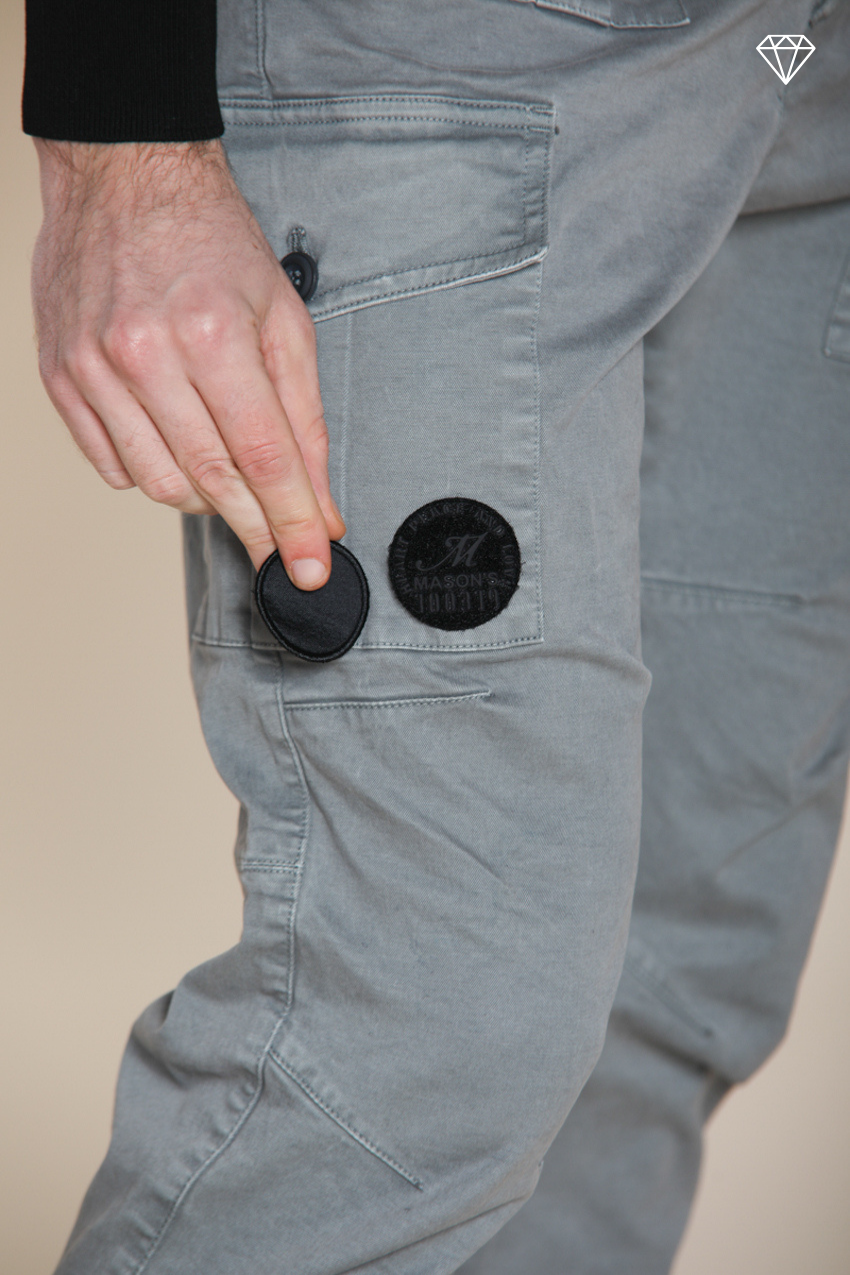 George Coolpocket pantalone cargo uomo in gabardina logo edition carrot fit ①