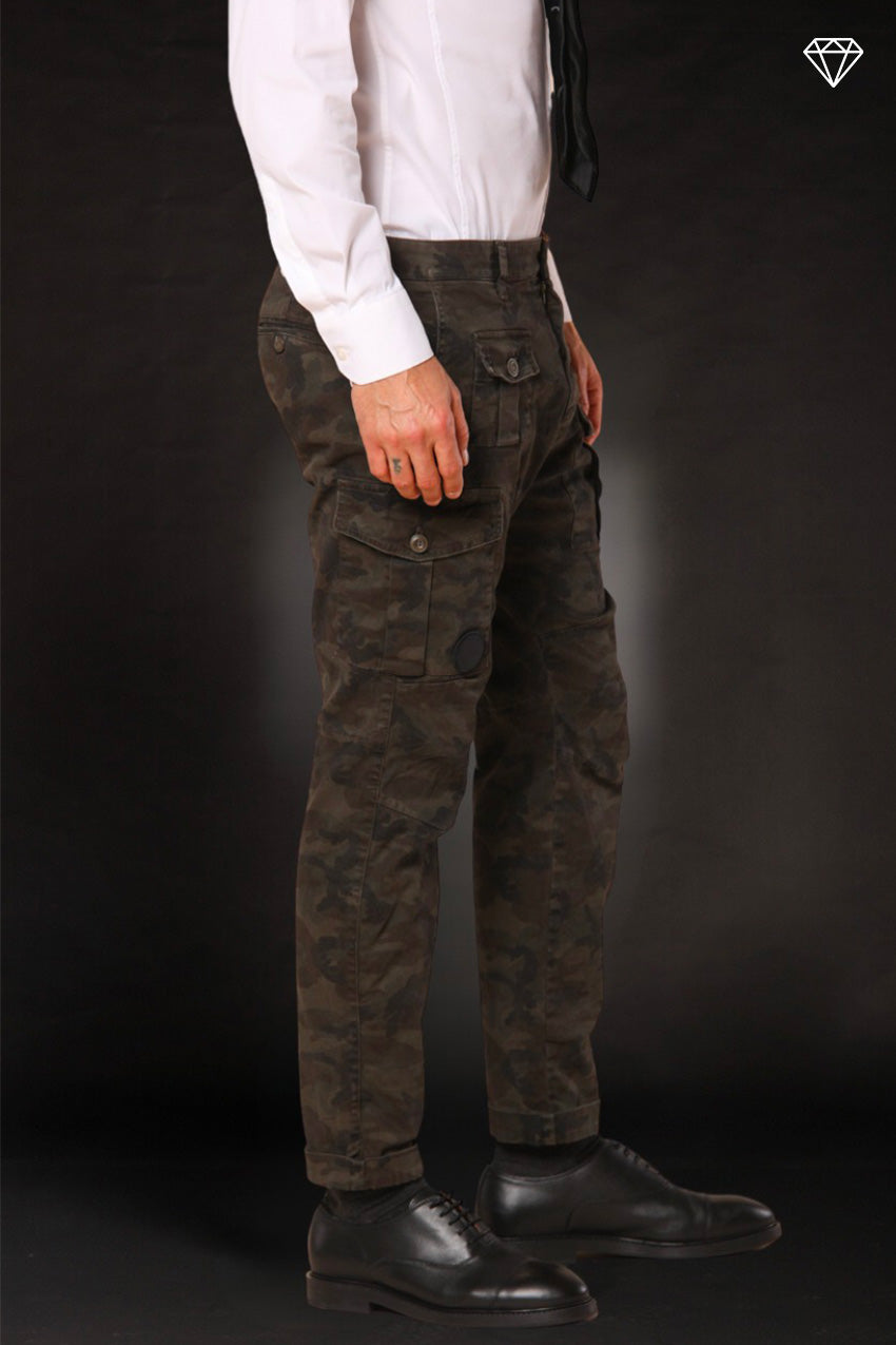 George Coolpocket Men's cargo pants camouflage print carrot fit limited edition ①