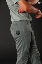 John Coolkhinos men's chino pants in stretch satin logo edition carrot fit ①