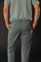 John Coolkhinos men's chino pants in stretch satin logo edition carrot fit ①