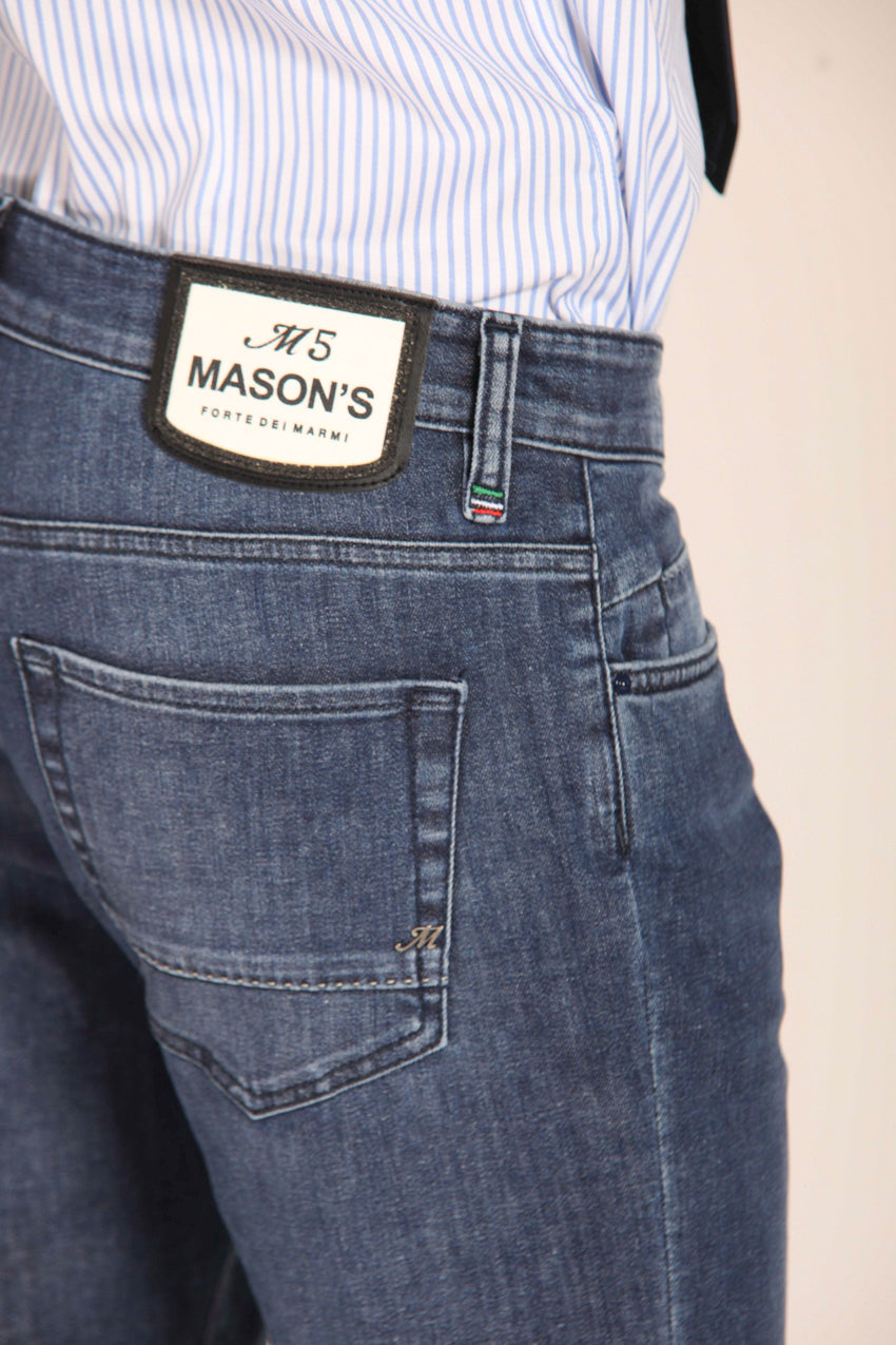 immagine 4 di pantalone chino uomo modello Harris 5 tasche in blu navy fit slim di Mason's