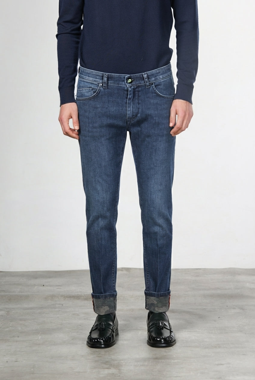 Harris men’s 5-pocket pants in camouflage-pattern denim with slim fit
