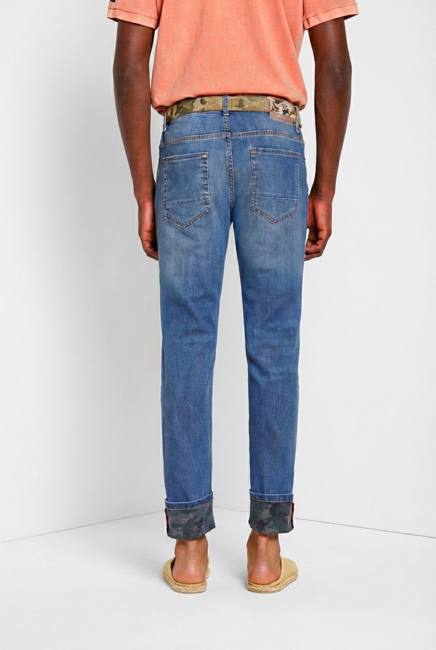 Harris men's 5-pocket pants in camouflage print denim slim fit