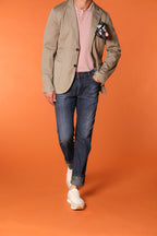 Harris 5 Tasche pantalone uomo denim con stampa interna floreale slim fit