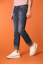 Harris 5 Tasche pantalone uomo denim con stampa interna floreale slim fit